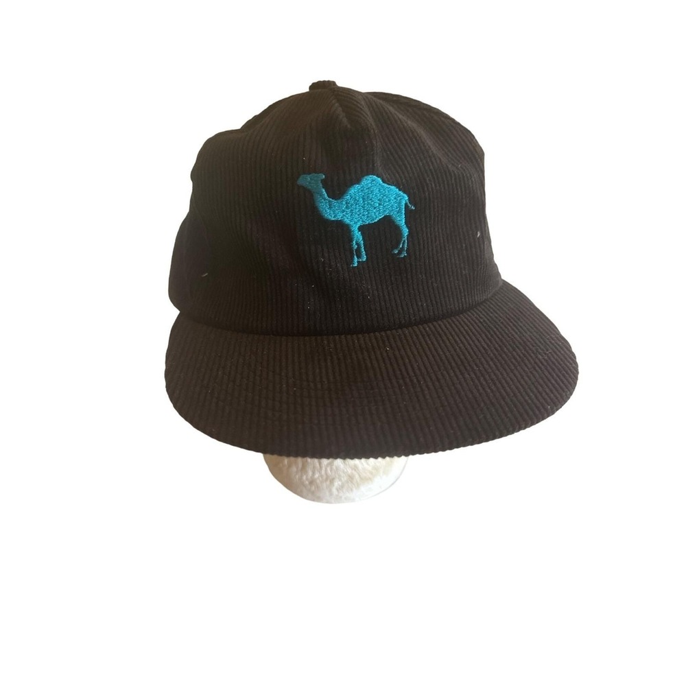 Camel Snapback Hat Black Corduroy Teal Joe Camel Logo Vintage Retro Style Cap